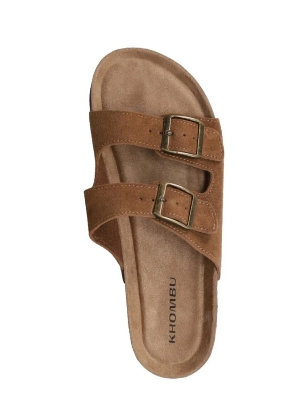 Khombu ladies double buckle cork footbed slide sandals